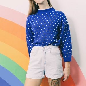 Vintage blue polkadot sweater